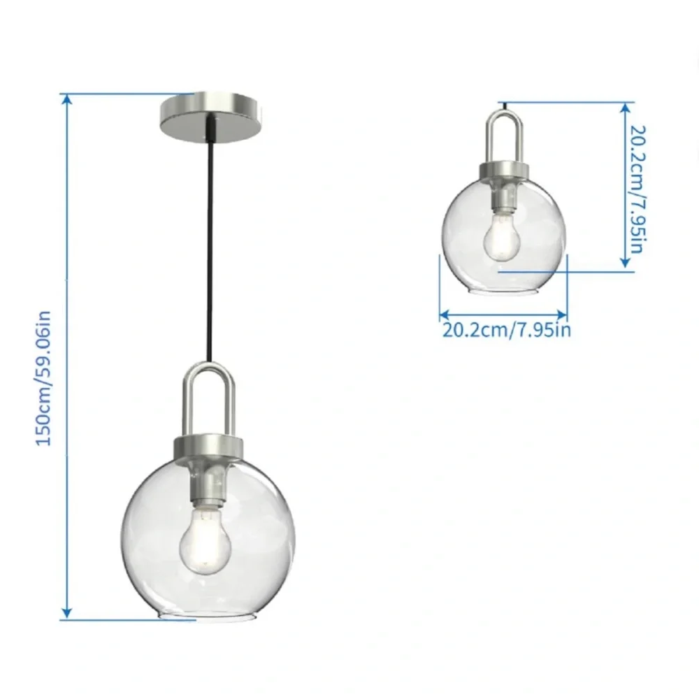Better Homes & Gardens 59” Nickel Pendant‎ Glass Shade Ceiling LED Light new